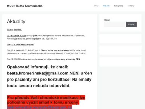 Praktický lékař pro dospělé Bekromedica s.r.o. - MUDr. Beáta Kromerinská
