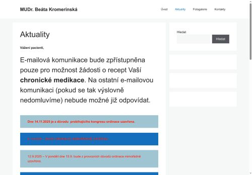Zobrazit webové stránky Praktický lékař pro dospělé Bekromedica s.r.o. - MUDr. Beáta Kromerinská