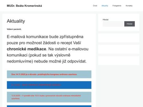 Praktický lékař pro dospělé Bekromedica s.r.o. - MUDr. Beáta Kromerinská
