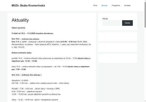 Zobrazit webové stránky Praktický lékař pro dospělé Bekromedica s.r.o. - MUDr. Beáta Kromerinská