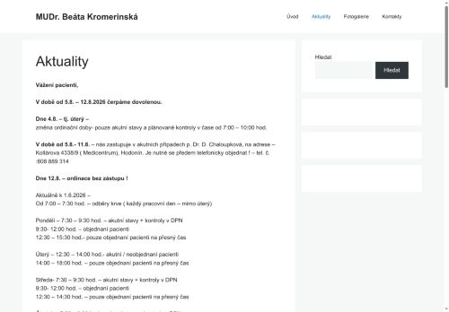 Zobrazit webové stránky Praktický lékař pro dospělé Bekromedica s.r.o. - MUDr. Beáta Kromerinská