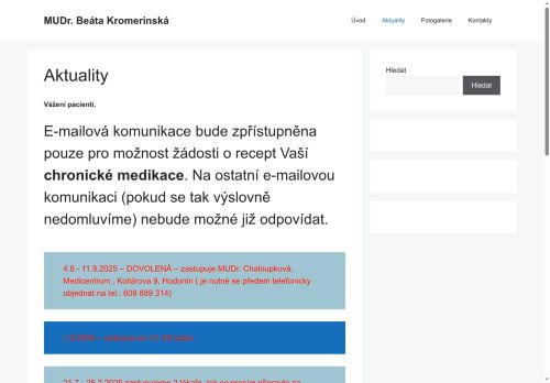 Zobrazit webové stránky Praktický lékař pro dospělé Bekromedica s.r.o. - MUDr. Beáta Kromerinská