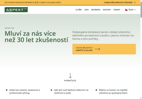 Webové stránky ASPEKT HM MĚLNÍK s.r.o., Mělník