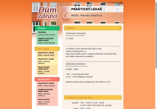 Zobrazit webové stránky Praktický lékař pro dospělé - MUDr. Monika Naďová