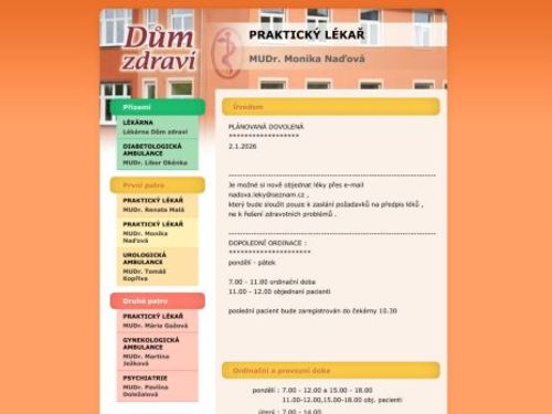 Praktický lékař pro dospělé - MUDr. Monika Naďová