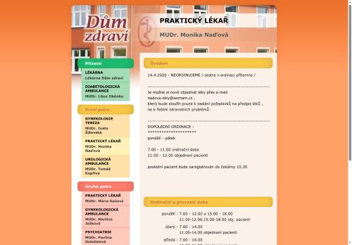 Zobrazit webové stránky Praktický lékař pro dospělé - MUDr. Monika Naďová