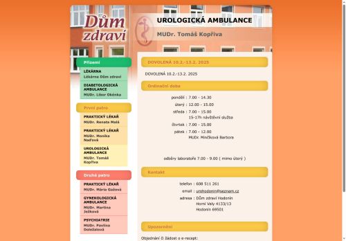 Zobrazit webové stránky Urologická ambulance - MUDr. Tomáš Kopřiva