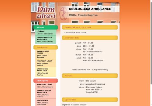 Zobrazit webové stránky Urologická ambulance - MUDr. Tomáš Kopřiva