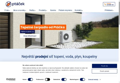 Webové stránky Ptáček - velkoobchod, a.s., Rakovník