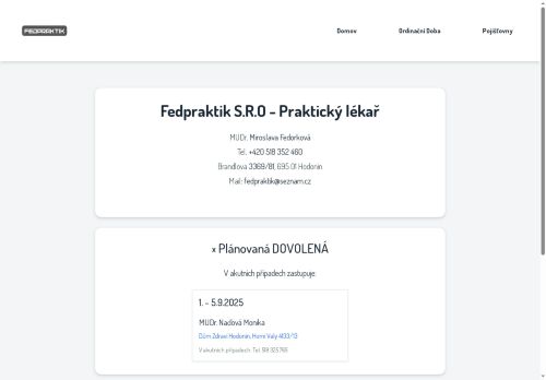 Zobrazit webové stránky Praktický lékař pro dospělé Fedpraktik s.r.o. - MUDr. Miroslava Fedorková