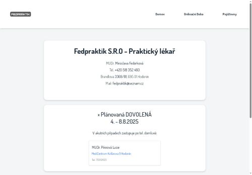 Zobrazit webové stránky Praktický lékař pro dospělé Fedpraktik s.r.o. - MUDr. Miroslava Fedorková