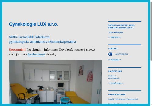 Zobrazit webové stránky Gynekologie LUX s.r.o. - MUDr. Lucia Holík Poláčiková