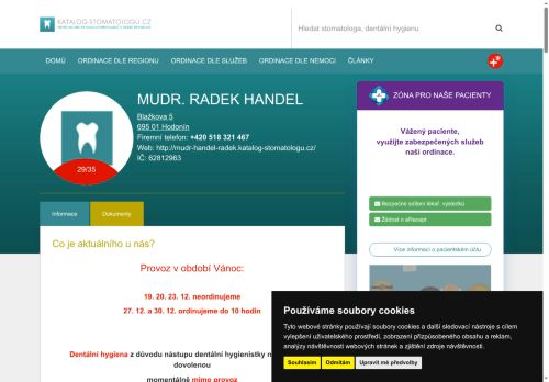 Zobrazit webové stránky Zubní ordinace - MUDr. Radek Handel