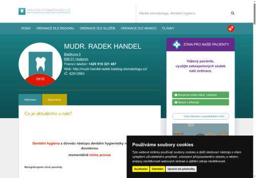 Zobrazit webové stránky Zubní ordinace - MUDr. Radek Handel