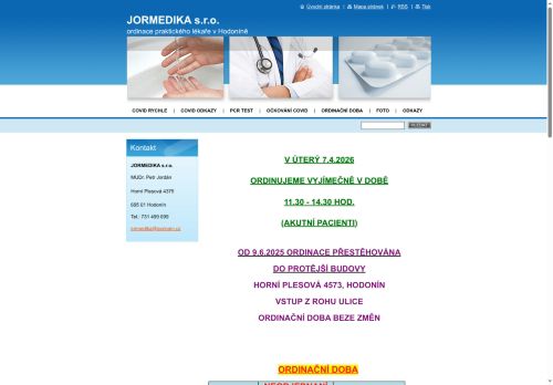 Zobrazit webové stránky Praktický lékař pro dospělé JORMEDIKA s.r.o. - MUDr. Petr Jordán