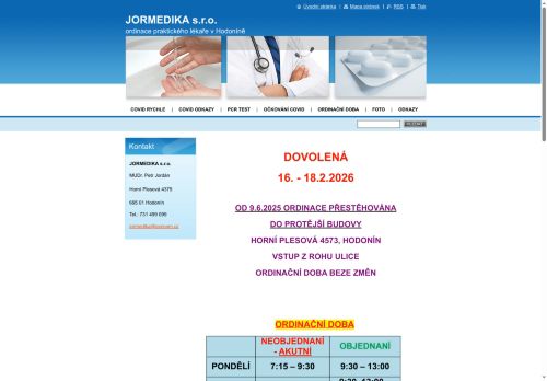 Zobrazit webové stránky Praktický lékař pro dospělé JORMEDIKA s.r.o. - MUDr. Petr Jordán