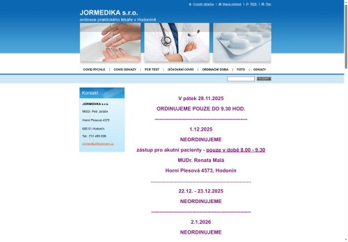 Zobrazit webové stránky Praktický lékař pro dospělé JORMEDIKA s.r.o. - MUDr. Petr Jordán