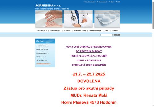 Zobrazit webové stránky Praktický lékař pro dospělé JORMEDIKA s.r.o. - MUDr. Petr Jordán