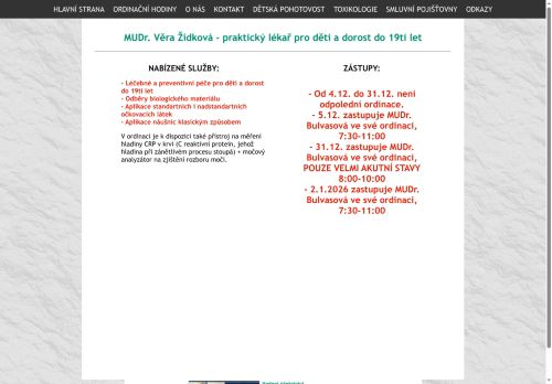 Zobrazit webové stránky Praktický lékař pro děti a dorost - MUDr. Věra Žídková