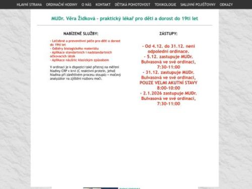 Praktický lékař pro děti a dorost - MUDr. Věra Žídková