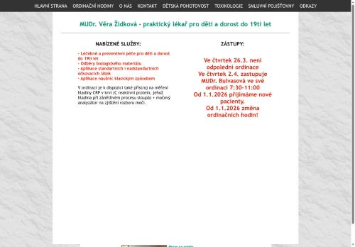 Zobrazit webové stránky Praktický lékař pro děti a dorost - MUDr. Věra Žídková
