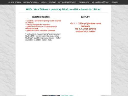 Praktický lékař pro děti a dorost - MUDr. Věra Žídková