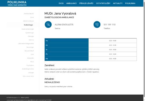 Zobrazit webové stránky Diabetologická ambulance - MUDr. Jana Vyoralová