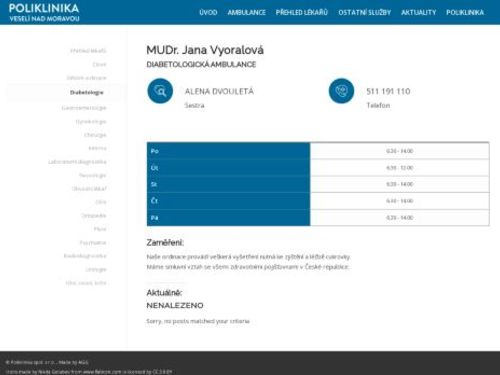 Diabetologická ambulance - MUDr. Jana Vyoralová