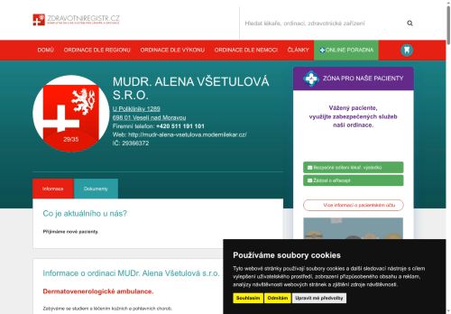 Zobrazit webové stránky Kožní ambulance - MUDr. Alena Všetulová