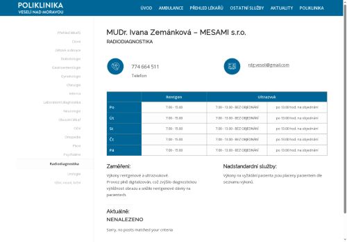 Zobrazit webové stránky Radiodiagnostická ordinace Mesami s.r.o. - MUDr. Ivana Zemánková