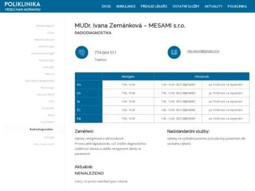 Radiodiagnostická ordinace Mesami s.r.o. - MUDr. Ivana Zemánková