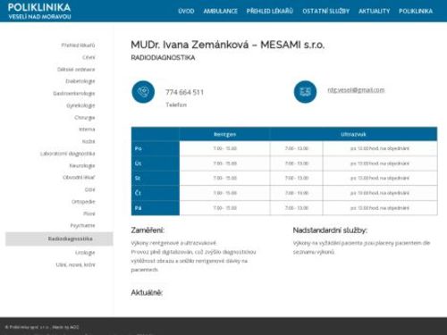 Radiodiagnostická ordinace Mesami s.r.o. - MUDr. Ivana Zemánková