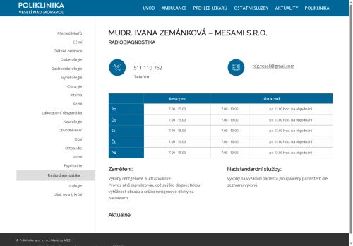 Zobrazit webové stránky Radiodiagnostická ordinace Mesami s.r.o. - MUDr. Ivana Zemánková