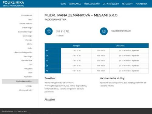 Radiodiagnostická ordinace Mesami s.r.o. - MUDr. Ivana Zemánková