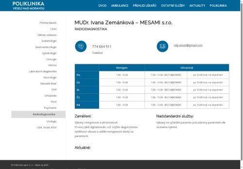 Zobrazit webové stránky Radiodiagnostická ordinace Mesami s.r.o. - MUDr. Ivana Zemánková