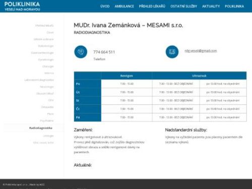 Radiodiagnostická ordinace Mesami s.r.o. - MUDr. Ivana Zemánková