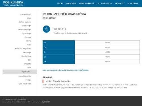Psychiatrická ambulance - MUDr. Zdeněk Kvasnička