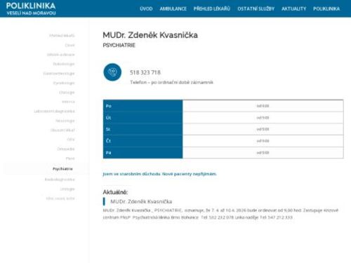 Psychiatrická ambulance - MUDr. Zdeněk Kvasnička