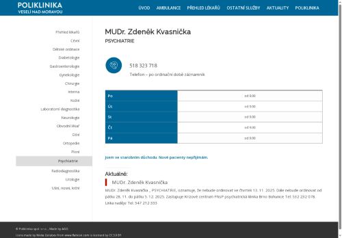 Zobrazit webové stránky Psychiatrická ambulance - MUDr. Zdeněk Kvasnička