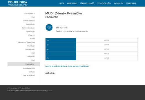 Zobrazit webové stránky Psychiatrická ambulance - MUDr. Zdeněk Kvasnička