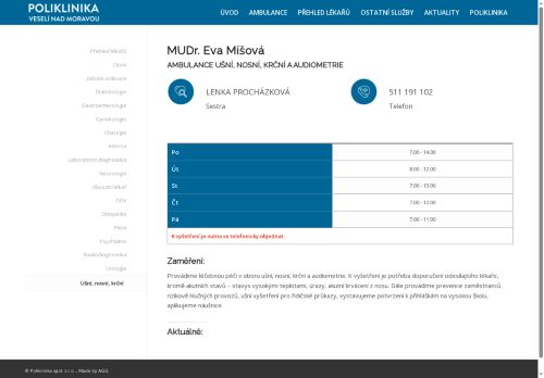 Zobrazit webové stránky ORL ambulance - MUDr. Eva Míšová