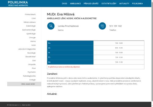 Zobrazit webové stránky ORL ambulance - MUDr. Eva Míšová