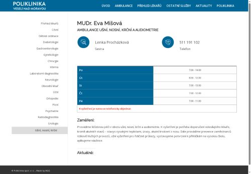 Zobrazit webové stránky ORL ambulance - MUDr. Eva Míšová