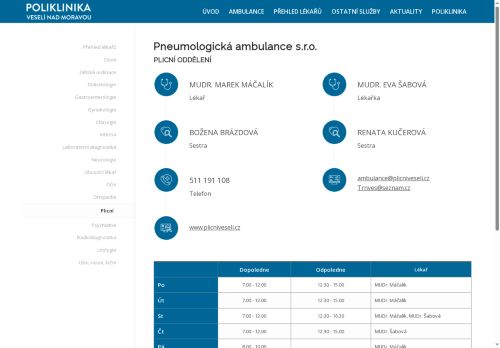 Zobrazit webové stránky Plicní ordinace - MUDr. Eva Šabová
