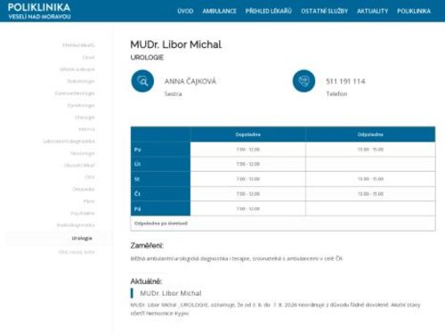 Urologická ambulance - MUDr. Libor Michal