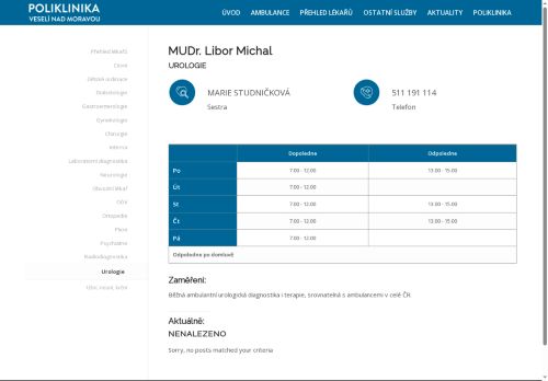 Zobrazit webové stránky Urologická ambulance - MUDr. Libor Michal