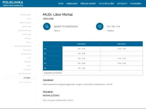 Urologická ambulance - MUDr. Libor Michal
