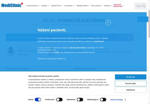 Zobrazit webové stránky Praktický lékař pro dospělé MediClinic - MUDr. Kateřina Hobzová