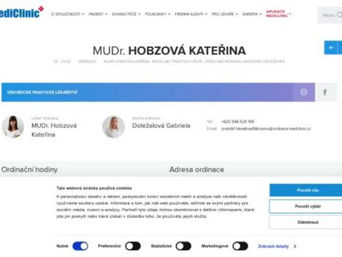 Praktický lékař pro dospělé MediClinic - MUDr. Kateřina Hobzová