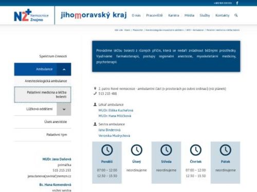 Ambulance paliativní medicíny a léčby bolesti - Nemocnice Znojmo